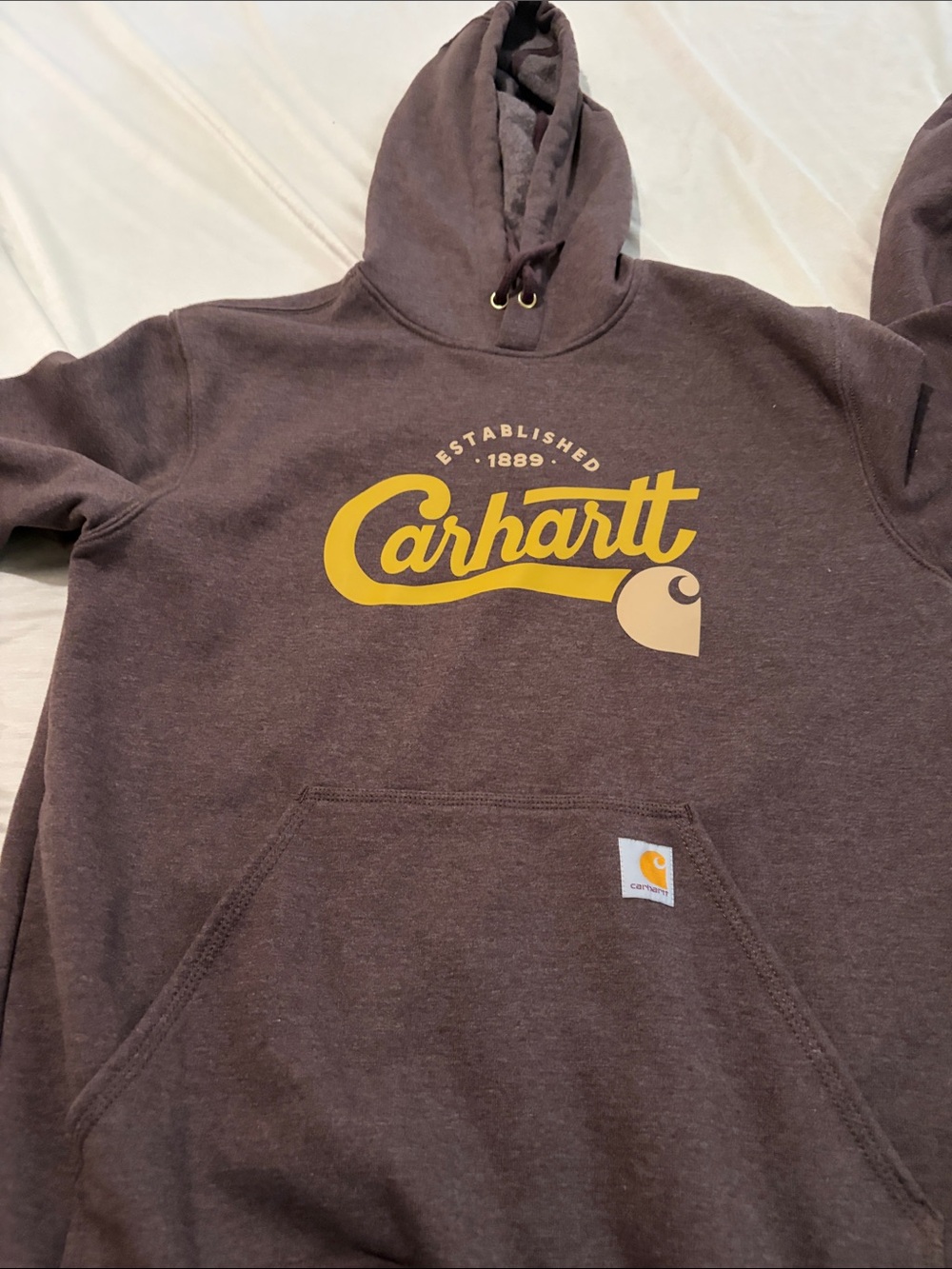 Carhartt Brown Hoodie with Yellow Logo